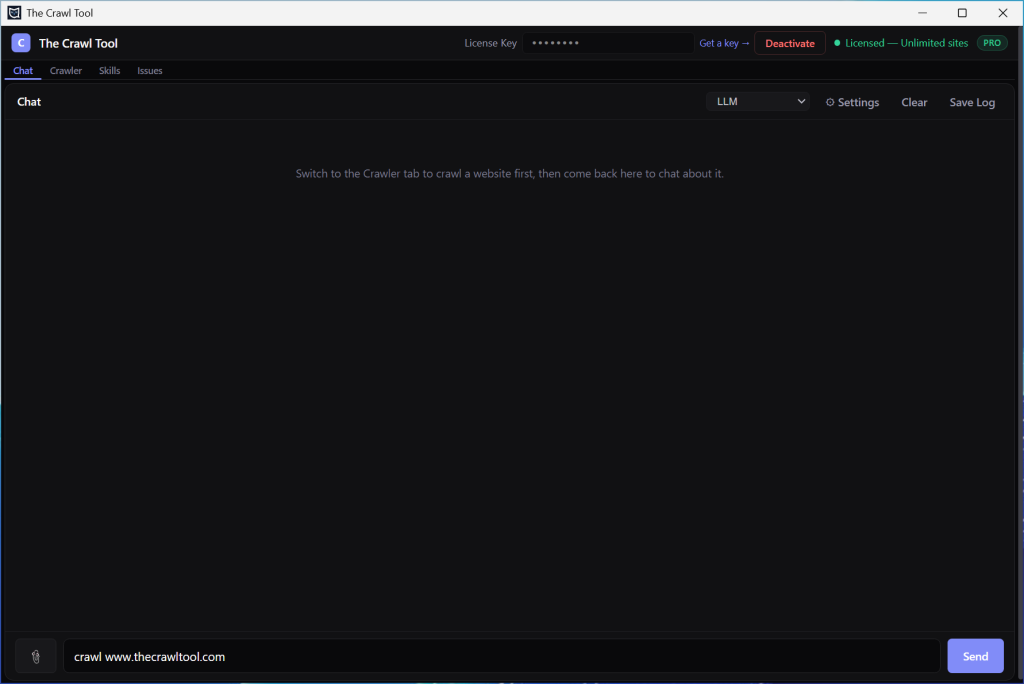 The Crawl Tool - Chat Screen