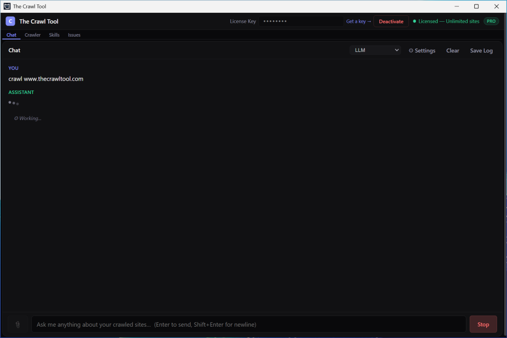 Asking The Crawl Tool to crawl a site