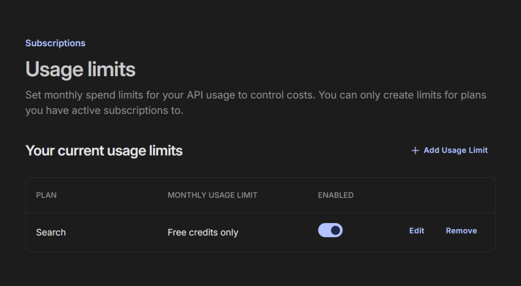 Brave Search Usage Limits