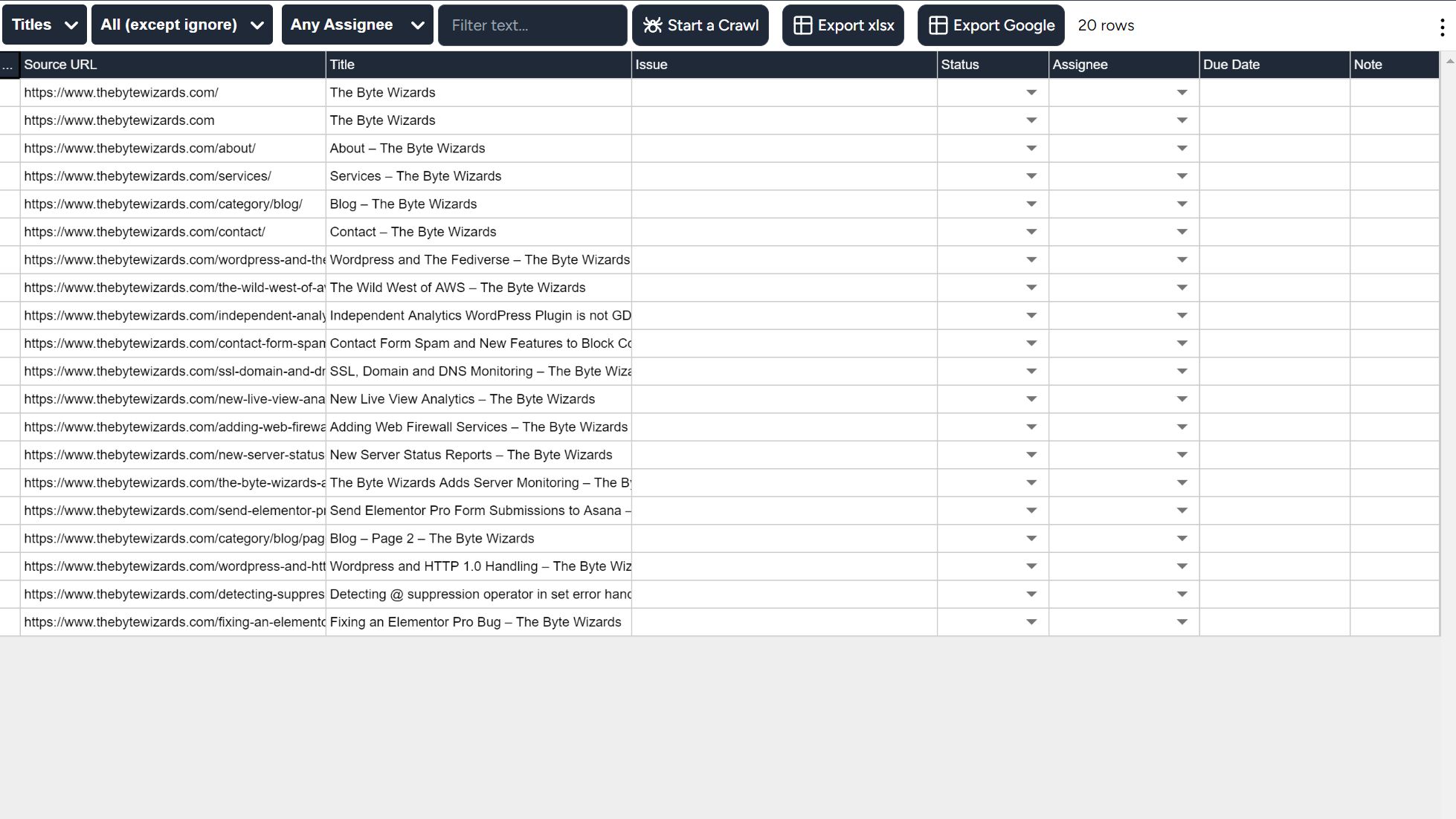 Titles report