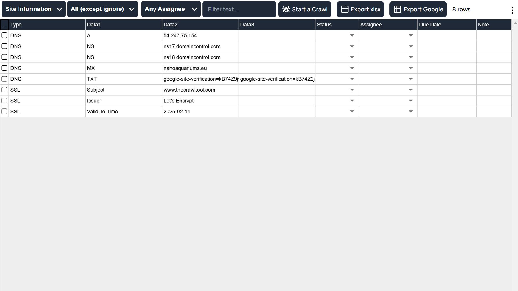 Site information report